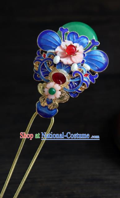 Chinese Ancient Palace Hair Accessories Traditional Classical Blueing Butterfly Hairpins for Women