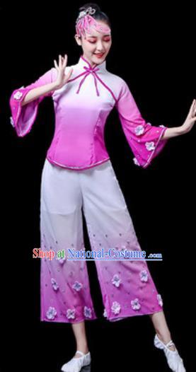 Traditional Chinese Yangko Dance Stage Performance Costume Folk Dance Lilac Clothing for Women