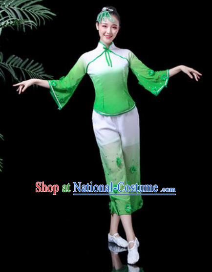 Traditional Chinese Yangko Dance Stage Performance Costume Folk Dance Green Clothing for Women