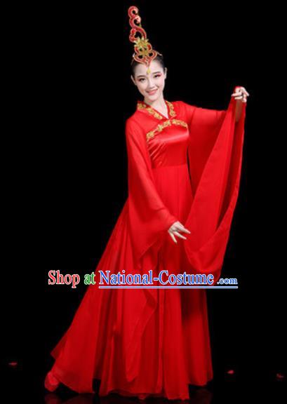 Traditional Chinese Stage Performance Costume Classical Dance Umbrella Dance Red Dress for Women