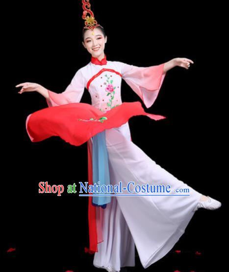 Traditional Chinese Stage Performance Costume Classical Dance Umbrella Dance Red Dress for Women