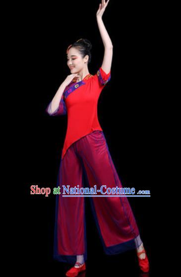 Traditional Chinese Yangko Dance Stage Performance Costume Folk Dance Red Clothing for Women