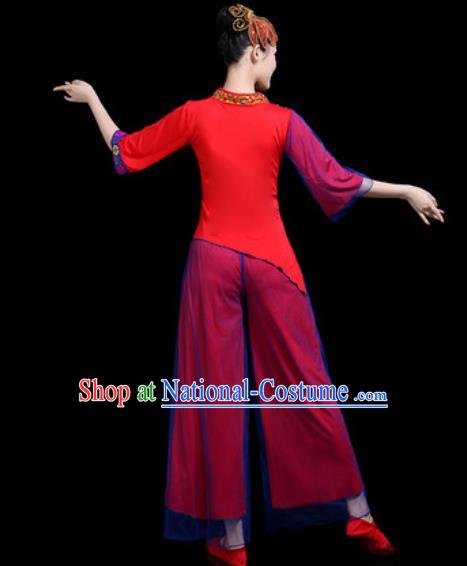 Traditional Chinese Yangko Dance Stage Performance Costume Folk Dance Red Clothing for Women