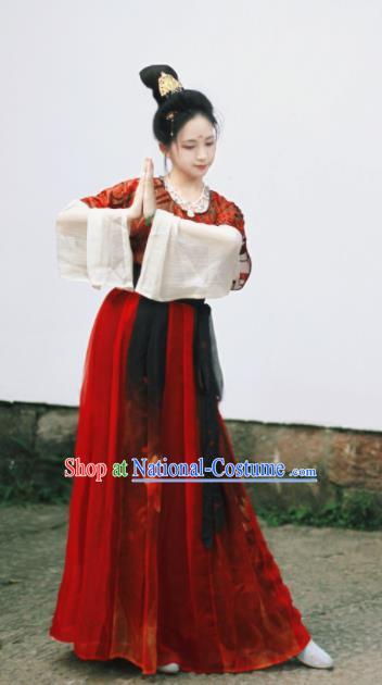 Chinese Traditional Tang Dynasty Historical Costume Ancient Peri Princess Hanfu Dress for Women