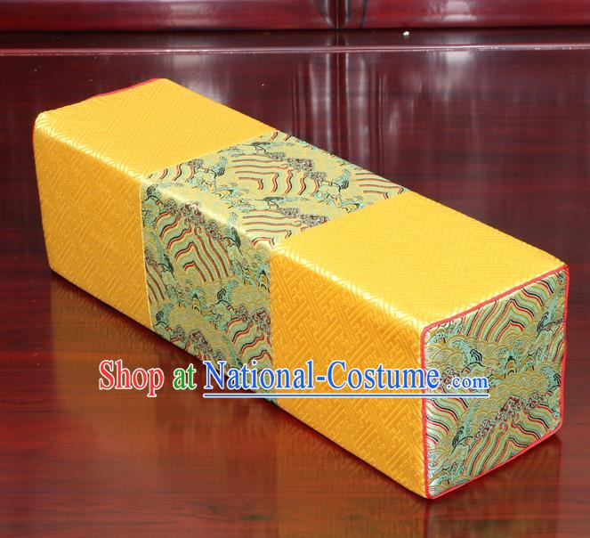 Chinese Traditional Household Accessories Classical Pattern Golden Brocade Pillow Armrest Pillow