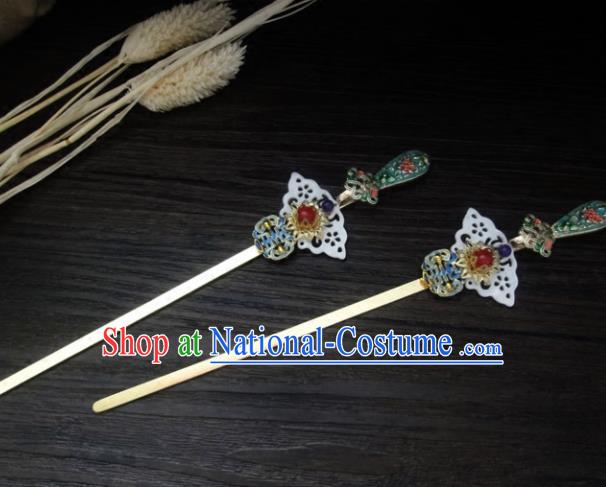 Chinese Ancient Palace Hair Accessories Traditional Classical Shell Blueing Hairpins for Women