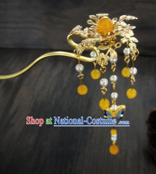 Chinese Ancient Palace Golden Hair Clips Hair Accessories Traditional Classical Hairpins for Women