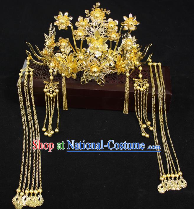 Chinese Ancient Palace Bride Hair Accessories Traditional Classical Wedding Phoenix Coronet Hairpins for Women