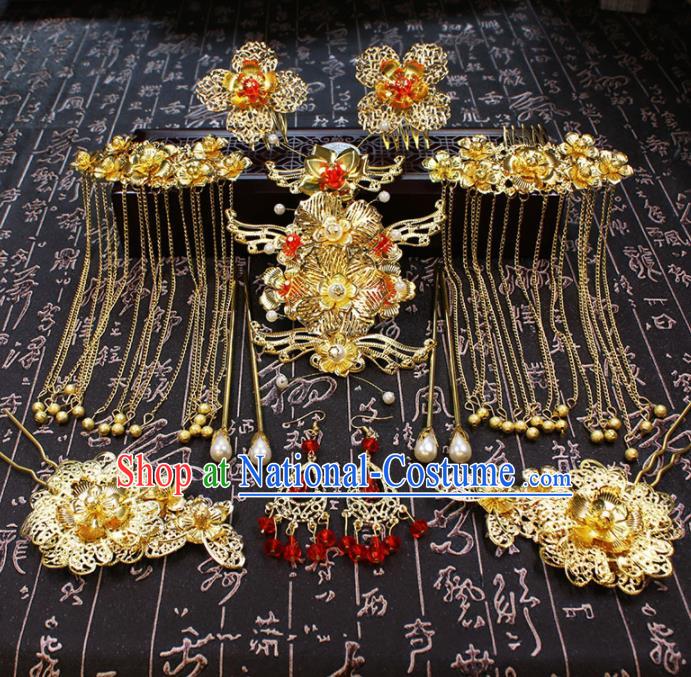 Chinese Ancient Wedding Hair Accessories Traditional Classical Hair Crown Tassel Hairpins for Women