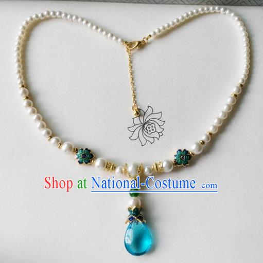 Chinese Ancient Palace Jewelry Accessories Traditional Classical Hanfu Pearls Necklace for Women