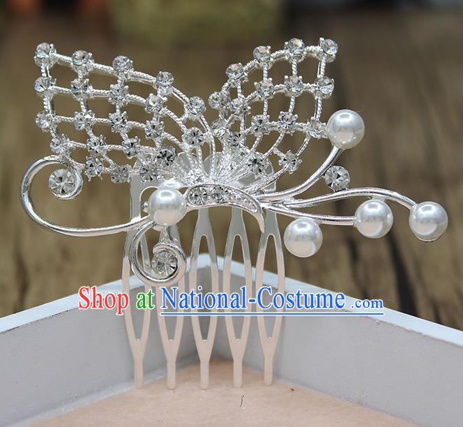 Top Grade Handmade Princess Hair Accessories Classical Crystal Butterfly Hair Comb for Women