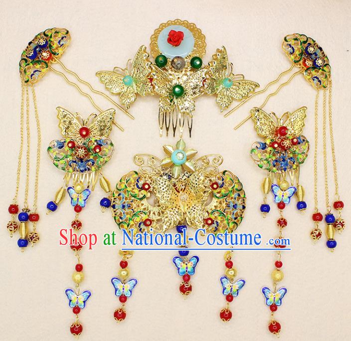 Chinese Ancient Bride Wedding Classical Hair Accessories Traditional Hair Clip Hairpins for Women