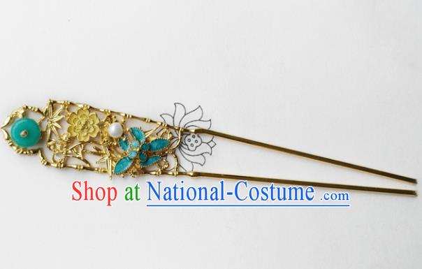 Chinese Ancient Palace Hair Accessories Traditional Classical Blueing Hairpins for Women