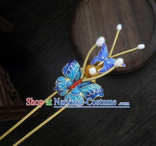 Chinese Ancient Palace Hair Accessories Traditional Classical Blueing Hair Clip Hairpins for Women