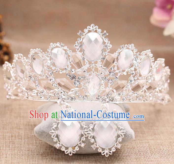 Top Grade Handmade Hair Accessories Baroque Bride Crystal Royal Crown for Women