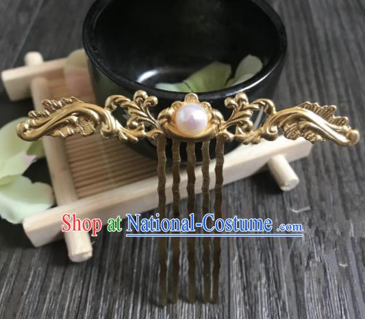 Chinese Ancient Princess Hair Accessories Traditional Golden Hair Comb Hairpins for Women