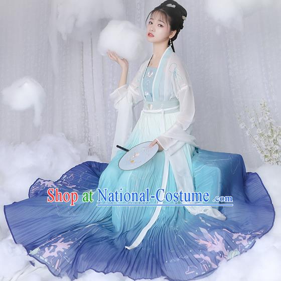 Chinese Ancient Peri Hanfu Dress Traditional Tang Dynasty Princess Historical Costume for Women