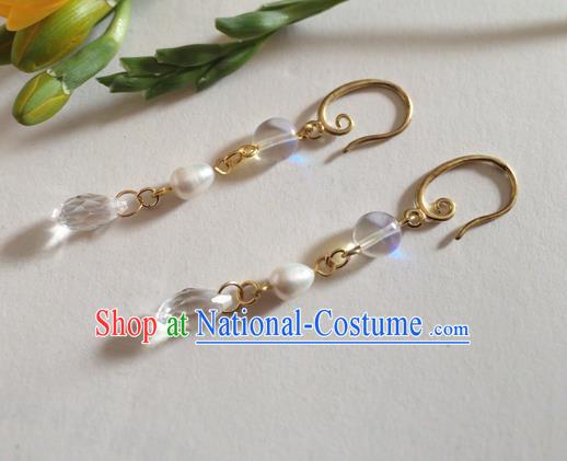 Chinese Ancient Hanfu Jewelry Accessories Traditional Pearl Earrings for Women