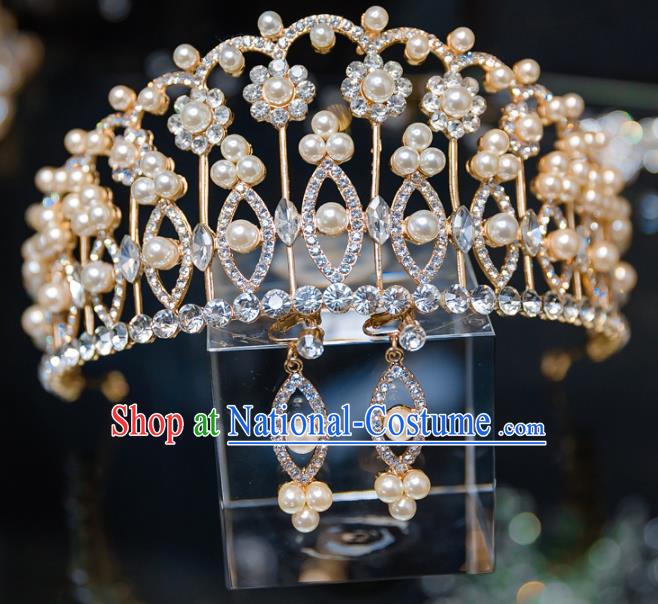 Handmade Baroque Hair Accessories Wedding Queen Crystal Royal Crown for Women