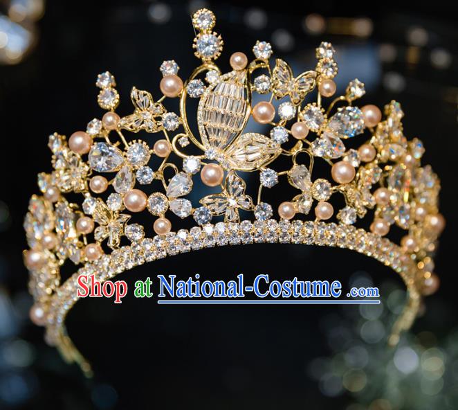 Handmade Baroque Hair Accessories Wedding Queen Crystal Butterfly Royal Crown for Women