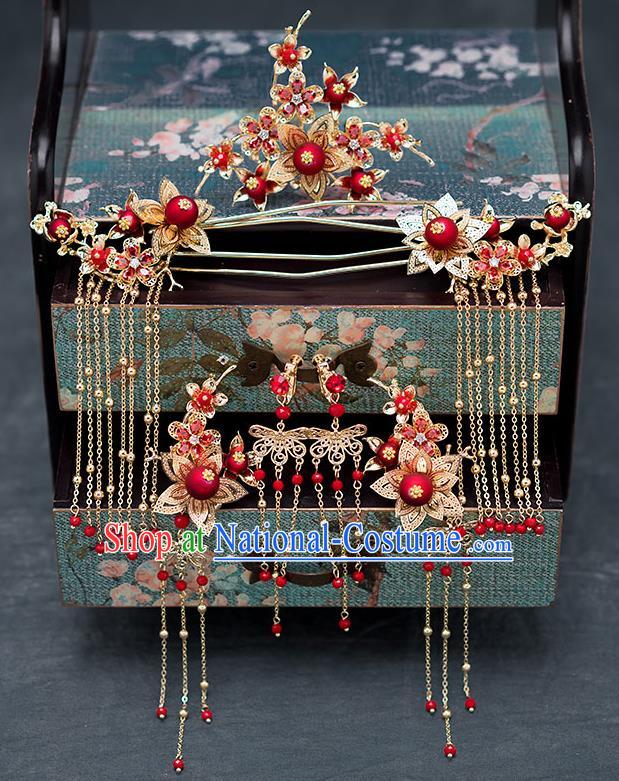 Chinese Ancient Wedding Hair Accessories Traditional Hanfu Tassel Hairpins Palace Hair Comb for Women