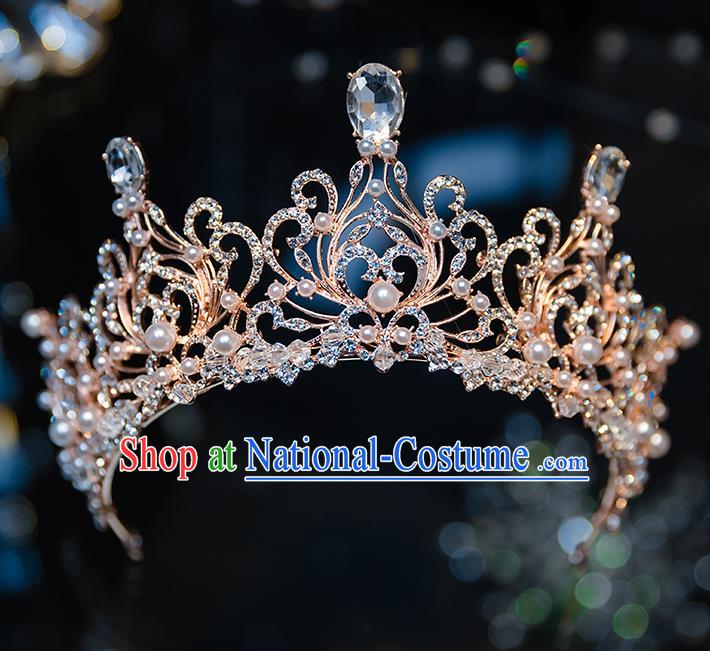 Handmade Baroque Hair Accessories Wedding Queen Crystal Royal Crown for Women