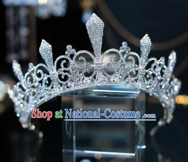 Handmade Baroque Hair Accessories Wedding Queen Zircon Royal Crown for Women