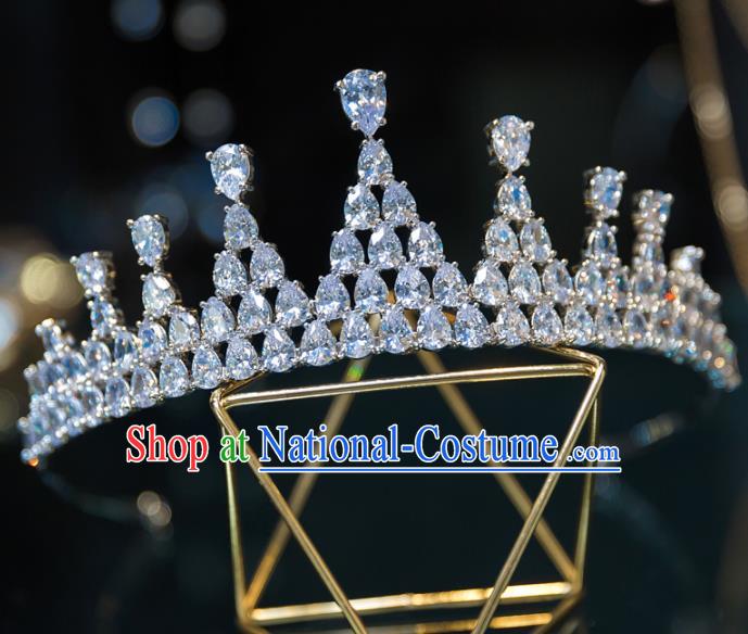 Handmade Wedding Hair Accessories Baroque Queen Zircon Royal Crown for Women