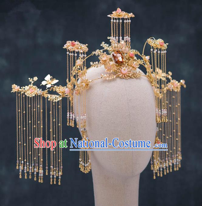 Chinese Ancient Queen Tassel Phoenix Coronet Hair Accessories Traditional Hanfu Hairpins for Women