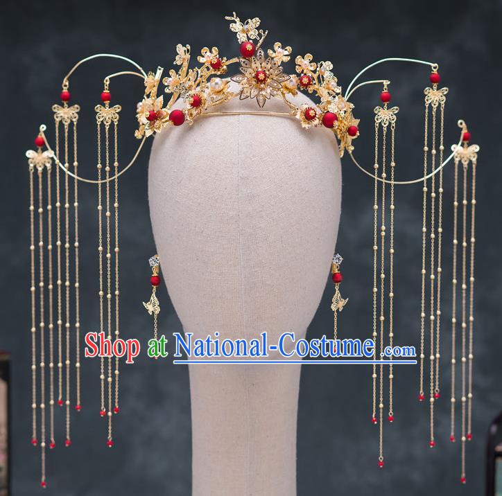 Chinese Ancient Queen Hair Accessories Tassel Phoenix Coronet Traditional Hanfu Hairpins for Women