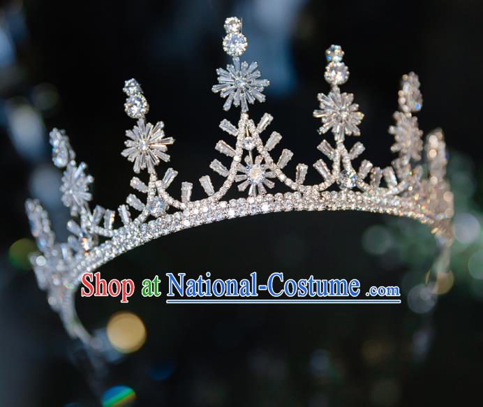 Handmade Baroque Wedding Hair Accessories Princess Zircon Snowflakes Royal Crown for Women