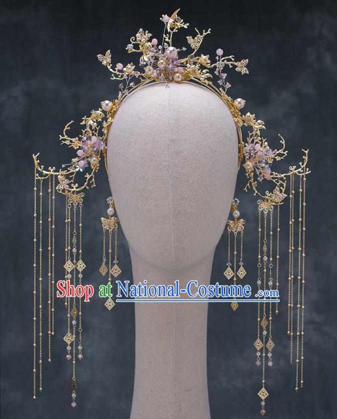 Chinese Ancient Wedding Tassel Hair Clasp Traditional Bride Palace Hair Accessories for Women