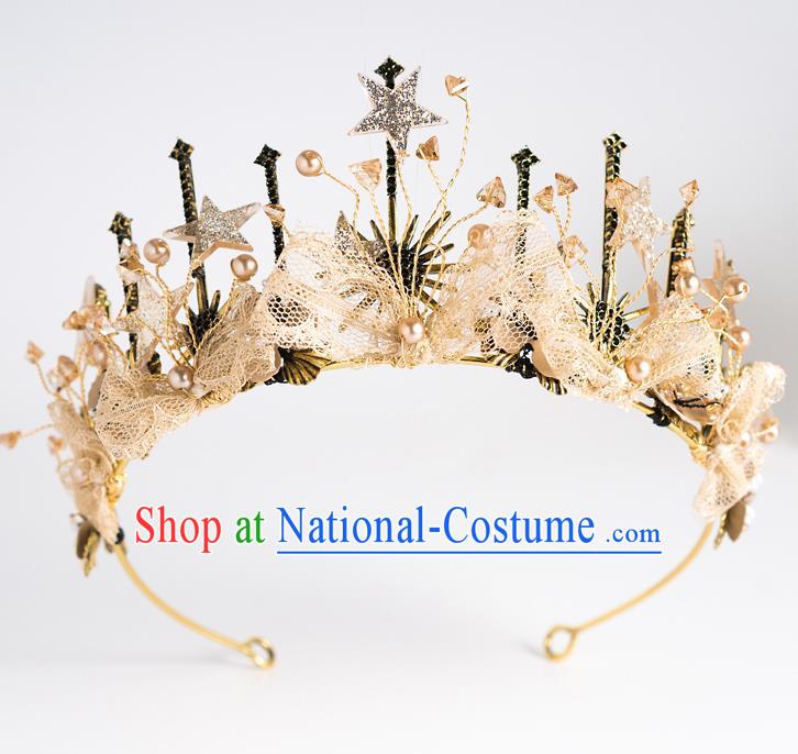 Handmade Wedding Bride Hair Accessories Baroque Golden Royal Crown for Women