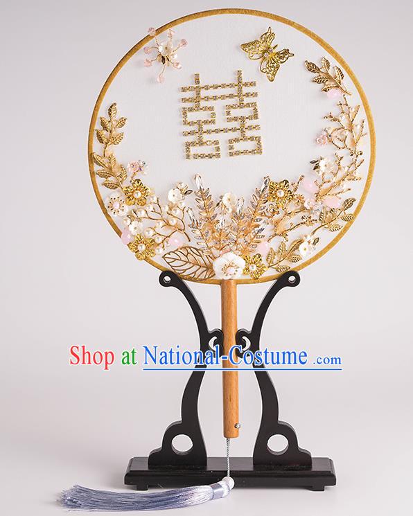 Chinese Traditional Wedding Round Fans Classical Ancient Bride Palace Fans for Women