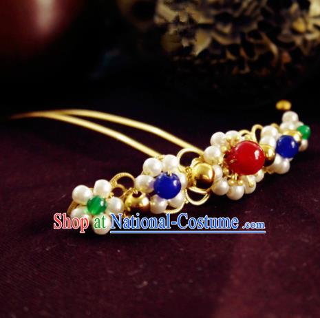 Chinese Ancient Hair Accessories Classical Pearls Hair Clip Traditional Hanfu Hairpins for Women