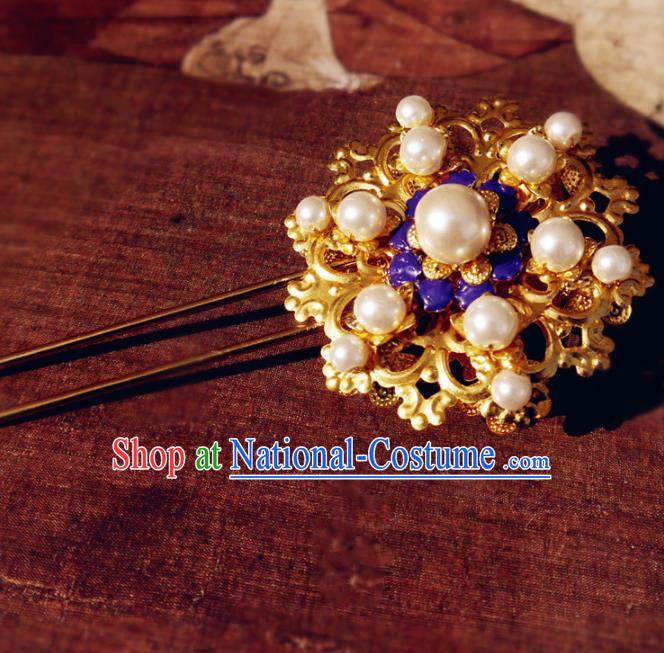 Chinese Ancient Hair Accessories Palace Golden Hair Clip Traditional Hanfu Classical Hairpins for Women