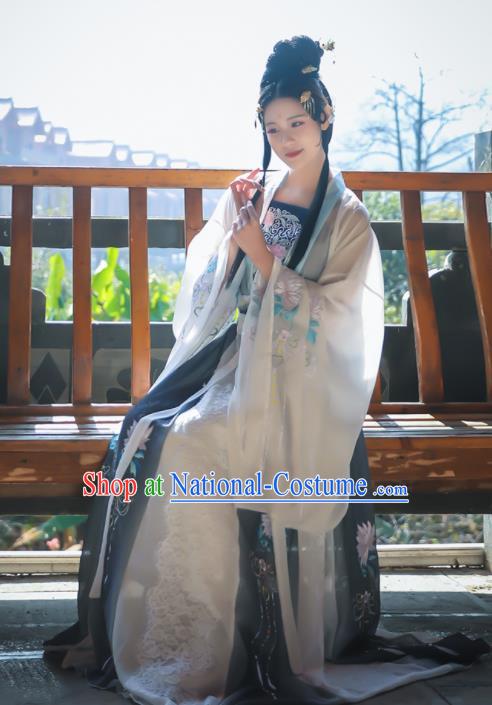 Traditional Chinese Tang Dynasty Replica Costumes Ancient Imperial Consort Embroidered Hanfu Dress for Women