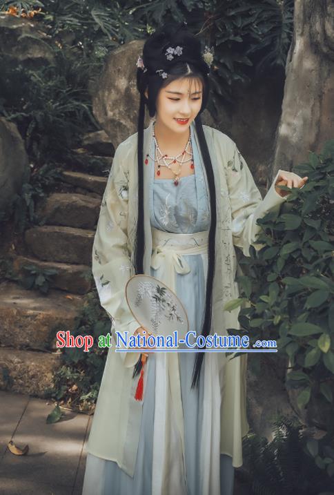 Traditional Chinese Song Dynasty Nobility Lady Replica Costumes Ancient Embroidered Hanfu Dress for Women