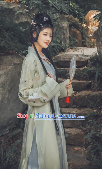 Traditional Chinese Song Dynasty Nobility Lady Replica Costumes Ancient Embroidered Hanfu Dress for Women