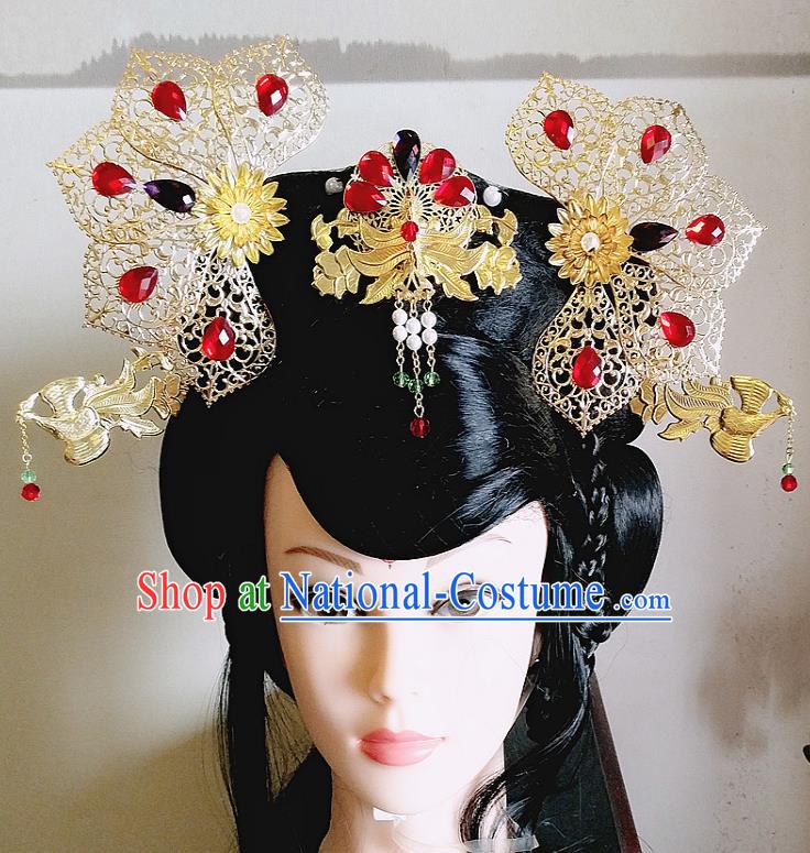 Chinese Ancient Imperial Consort Hair Accessories Traditional Hanfu Palace Phoenix Coronet Hairpins for Women