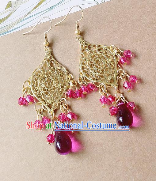 Chinese Ancient Hanfu Jewelry Accessories Traditional Palace Queen Earrings for Women