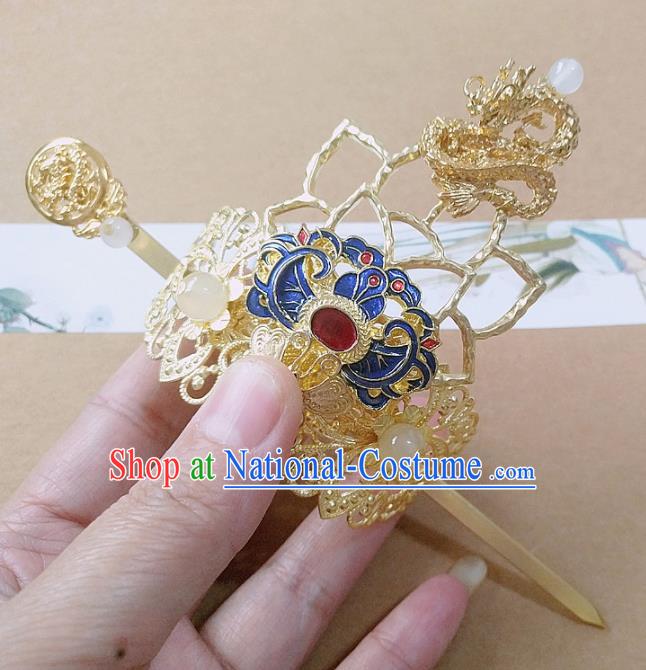 Chinese Ancient Prince Hair Accessories Palace Traditional Hanfu Blueing Hair Crown Hairpins for Men