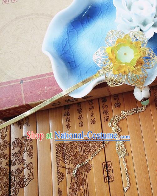 Chinese Ancient Queen Hair Accessories Traditional Hanfu Palace Golden Peony Hairpins for Women