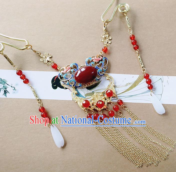 Chinese Ancient Bride Hanfu Accessories Traditional Palace Blueing Necklace for Women