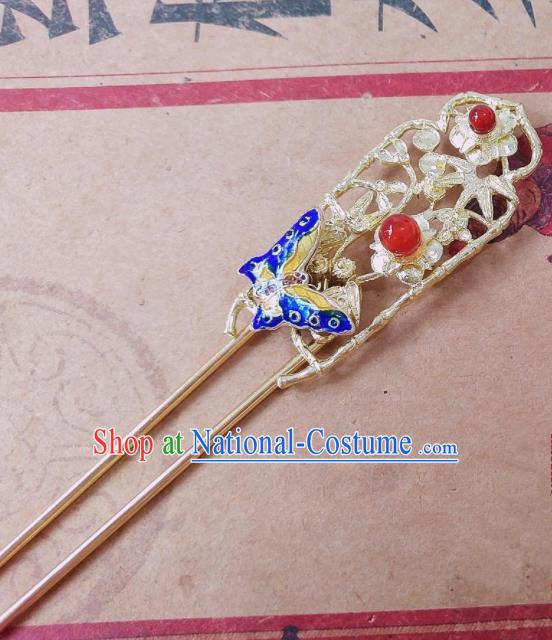 Chinese Ancient Queen Hair Accessories Traditional Hanfu Blueing Butterfly Hairpins for Women