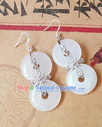 Chinese Ancient Princess Jewelry Accessories Traditional Palace Hanfu Jade Earrings for Women