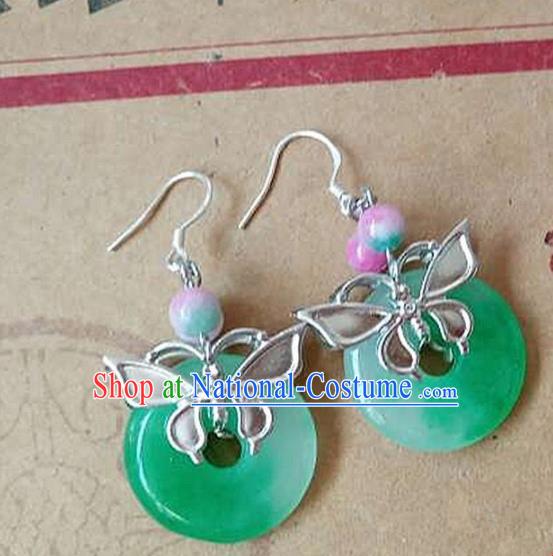 Chinese Ancient Princess Jewelry Accessories Traditional Hanfu Jade Earrings for Women