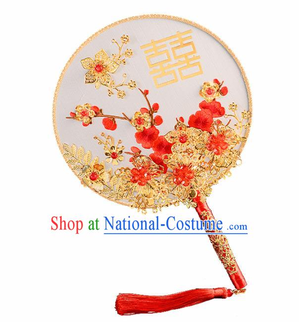 Chinese Traditional Bride Round Fans Classical Ancient Hanfu Palace Fans for Women