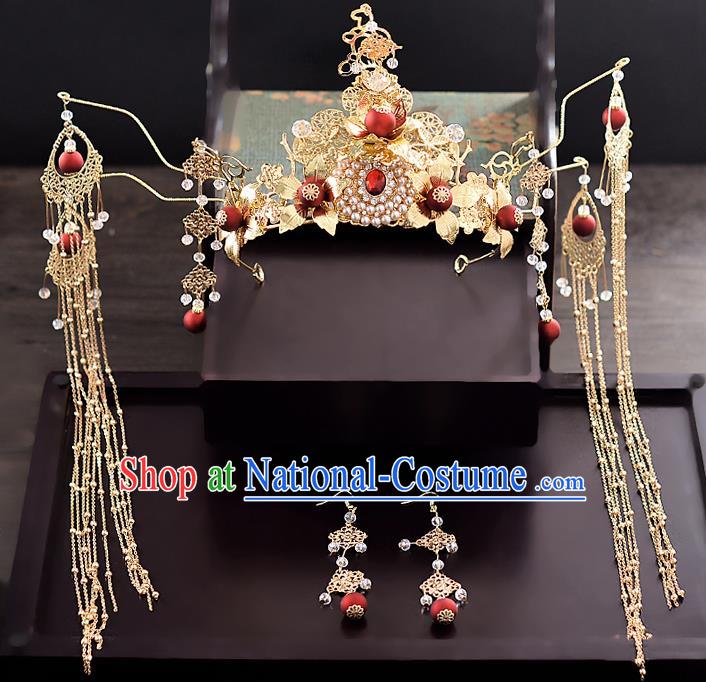 Chinese Ancient Hair Accessories Phoenix Coronet Tassel Hairpins Traditional Hanfu Palace Hair Clip for Women