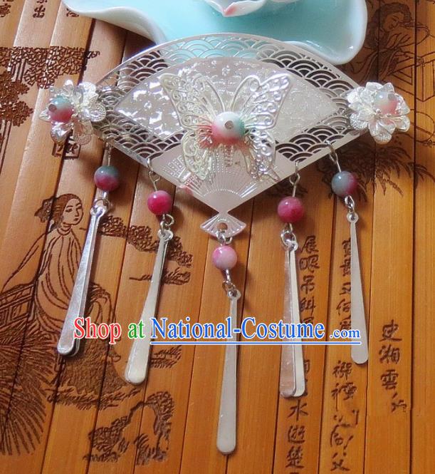 Chinese Ancient Queen Hair Accessories Traditional Hanfu Palace Tassel Butterfly Hair Claw for Women